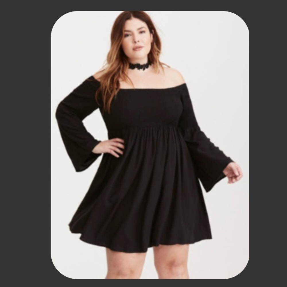 torrid Black Off-Shoulder Mini Dress